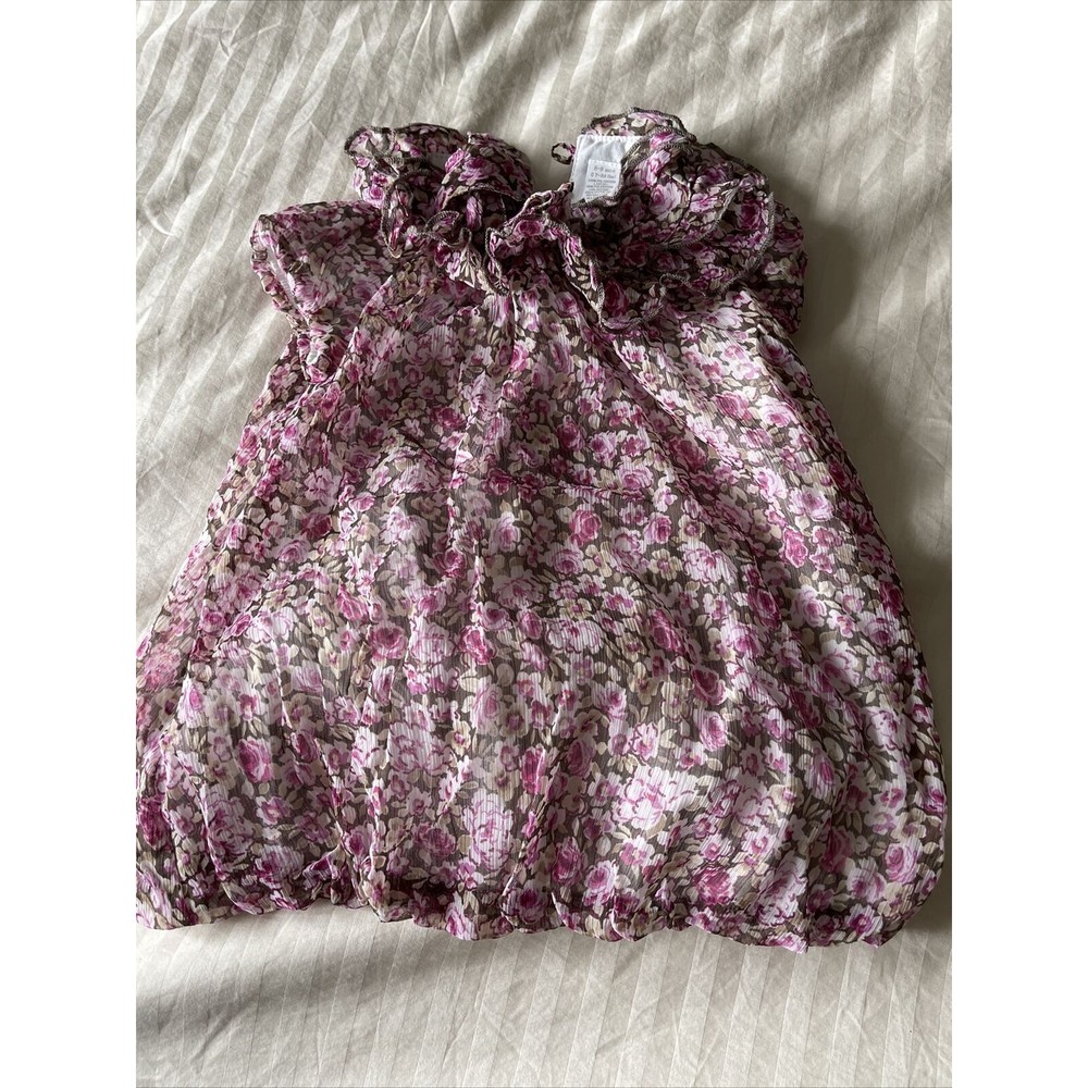 First Impressions Baby Girls Pink Flowered Lined Dress Size 6/9 mo.